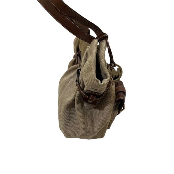 Michael Kors Large Tan & Brown Canvas & Leather Multi-Pocket Shoulder Bag - Picture 5 of 16